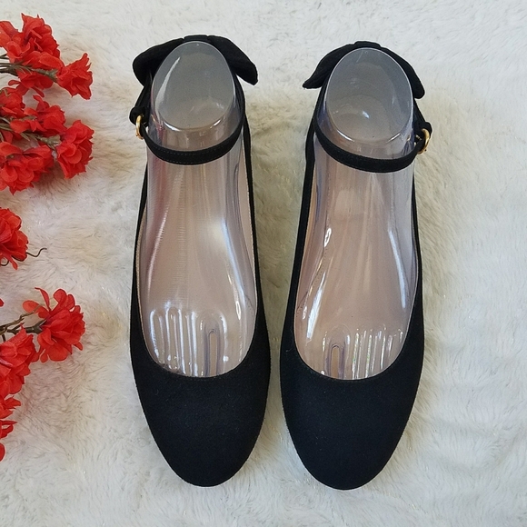 J.Crew Black Suede Bow Flats - Picture 2 of 10